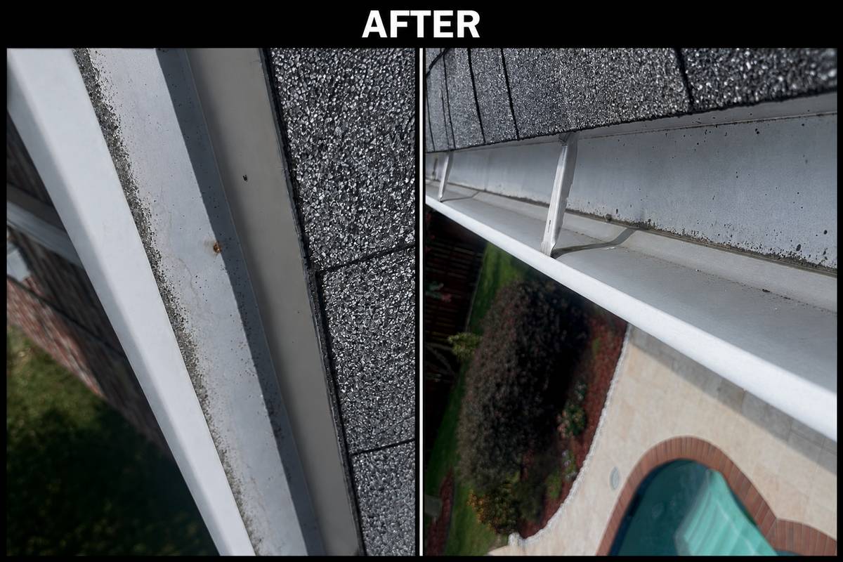 After gutter cleaning - spotless clean gutter run
